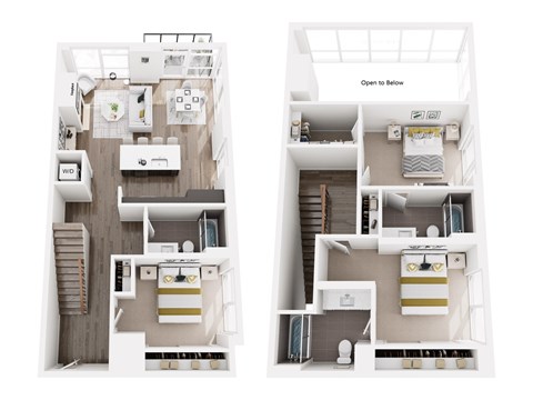 Floor plan for 3 beds, 3 baths, 1559 sqft